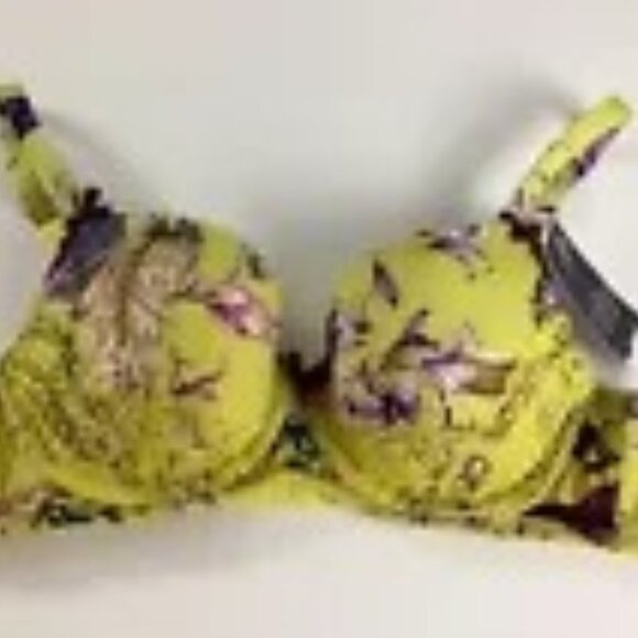 CACIQUE - NWT- Seriously Sexy Boost Balconette Yellow Floral Lace Bra | 40DDD - Picture 2 of 4
